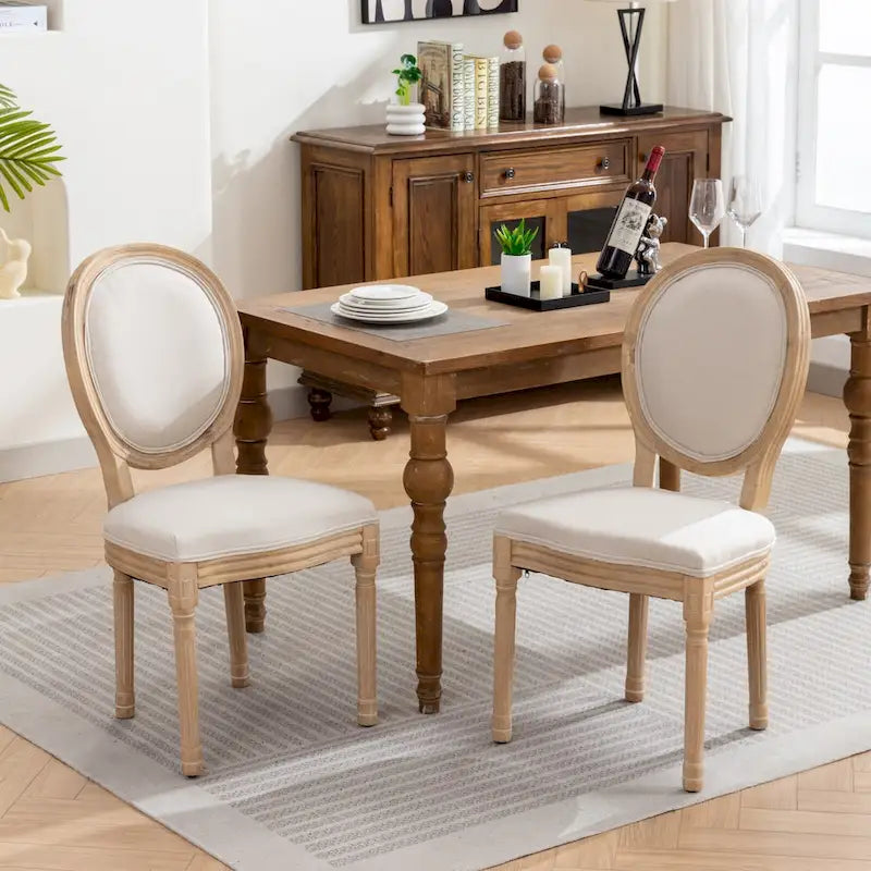 Set of 2 French Oval Back Dining Chairs - Elegant Retro Design with Solid Wood Frame 18