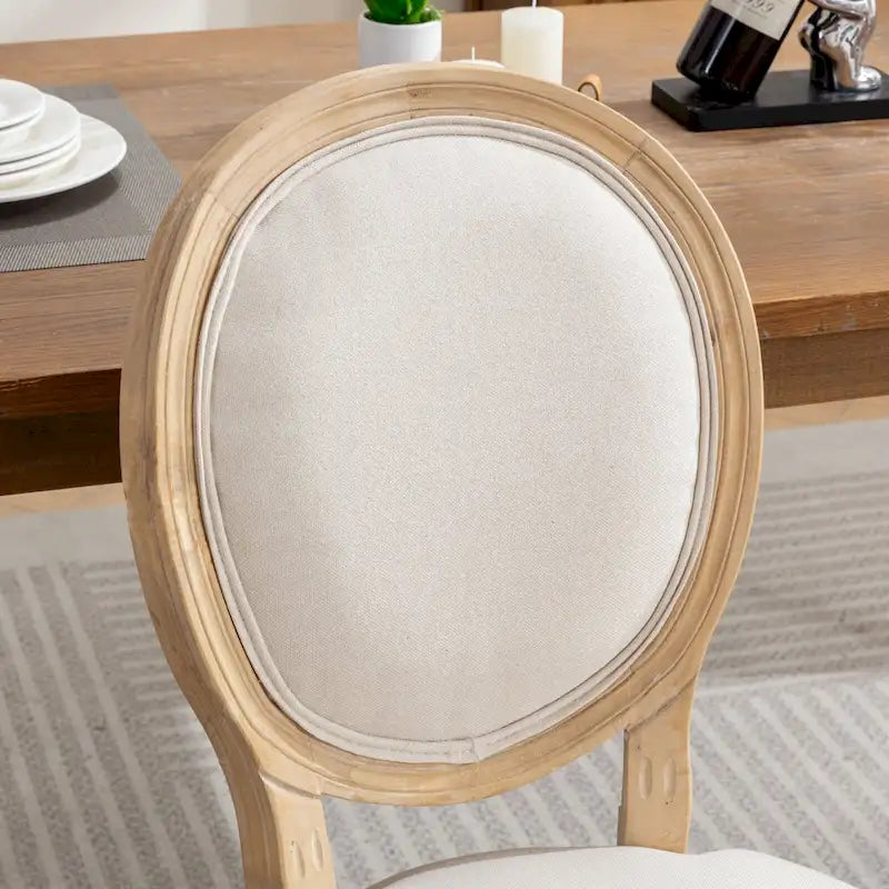 Set of 2 French Oval Back Dining Chairs - Elegant Retro Design with Solid Wood Frame 24