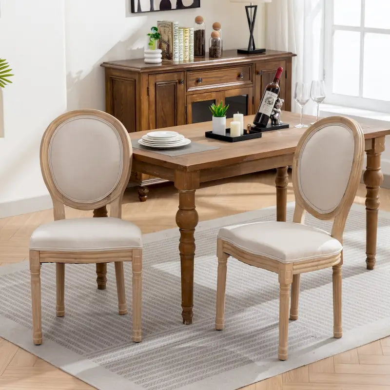 Set of 2 French Oval Back Dining Chairs - Elegant Retro Design with Solid Wood Frame 27