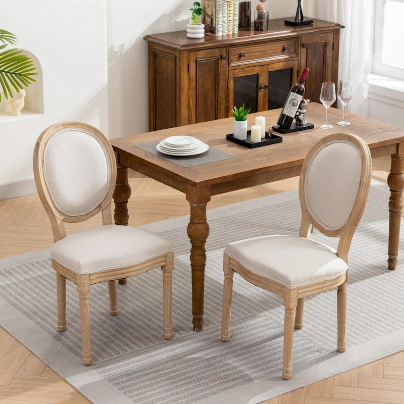 Set of 2 French Oval Back Dining Chairs - Elegant Retro Design with Solid Wood Frame 28