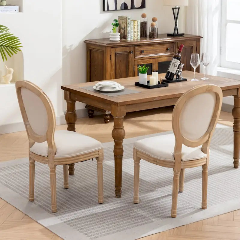 Set of 2 French Oval Back Dining Chairs - Elegant Retro Design with Solid Wood Frame 29
