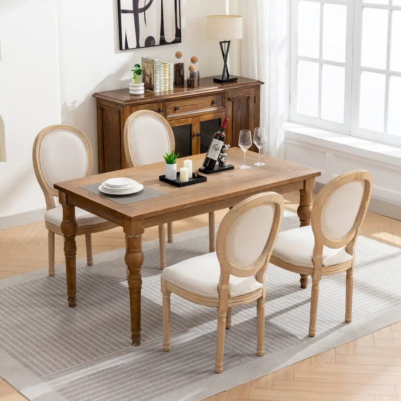 Set of 2 French Oval Back Dining Chairs - Elegant Retro Design with Solid Wood Frame 30