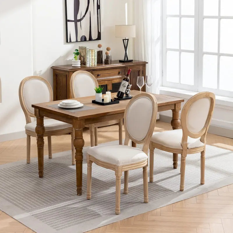 Set of 2 French Oval Back Dining Chairs - Elegant Retro Design with Solid Wood Frame 31