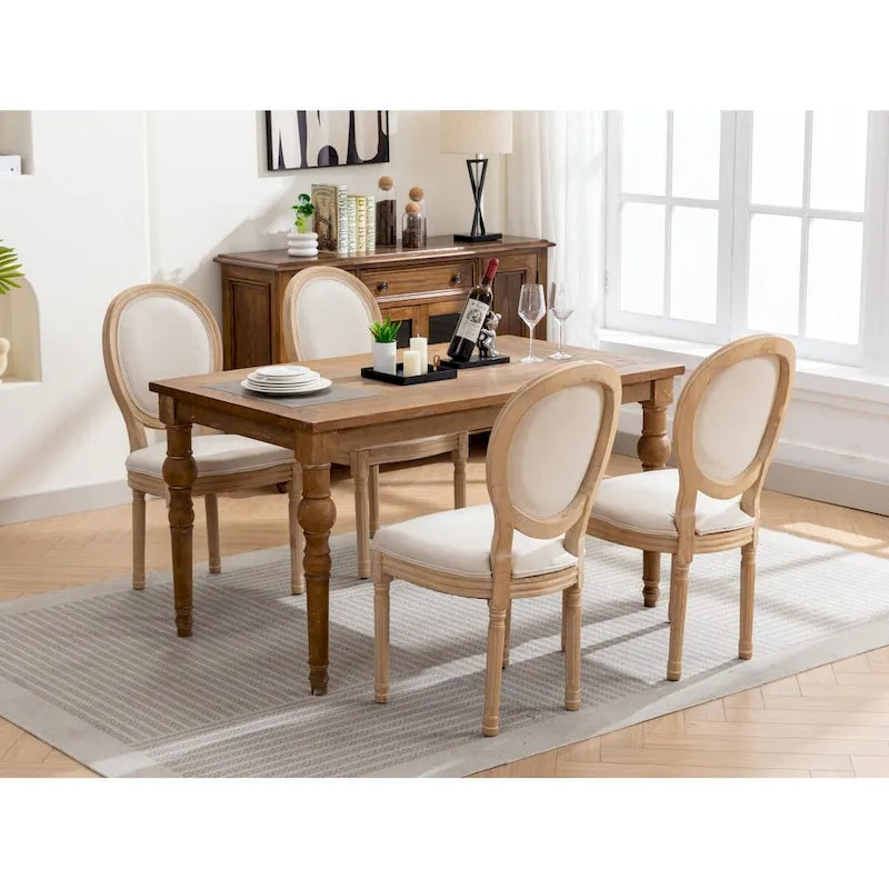 Set of 2 French Oval Back Dining Chairs - Elegant Retro Design with Solid Wood Frame 32
