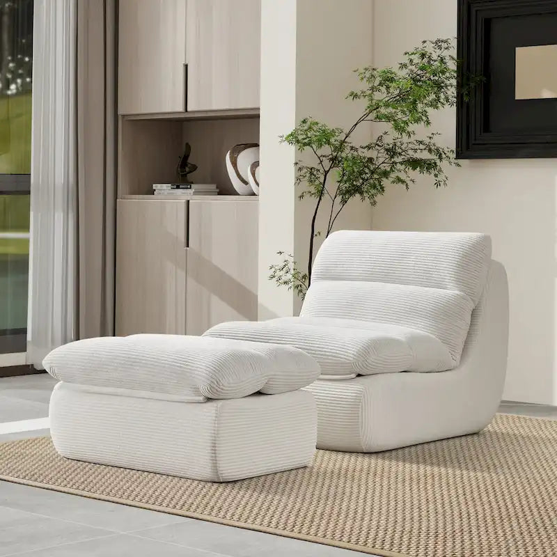 34-Inch Modern Upholstered Sofa with Ottoman - Perfect for Small Spaces 1