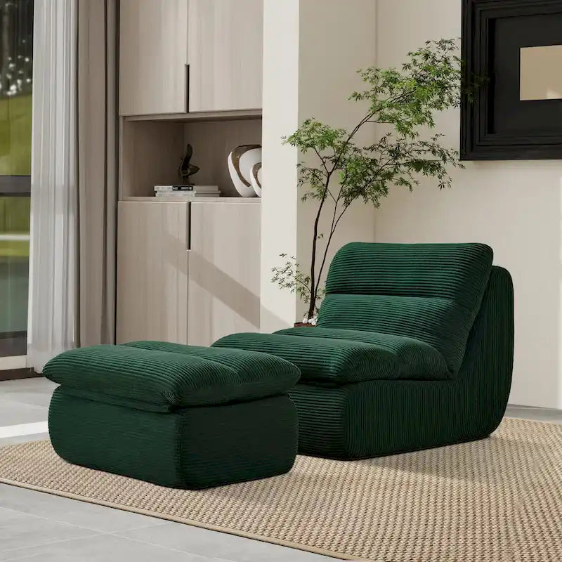 34-Inch Modern Upholstered Sofa with Ottoman - Perfect for Small Spaces 2