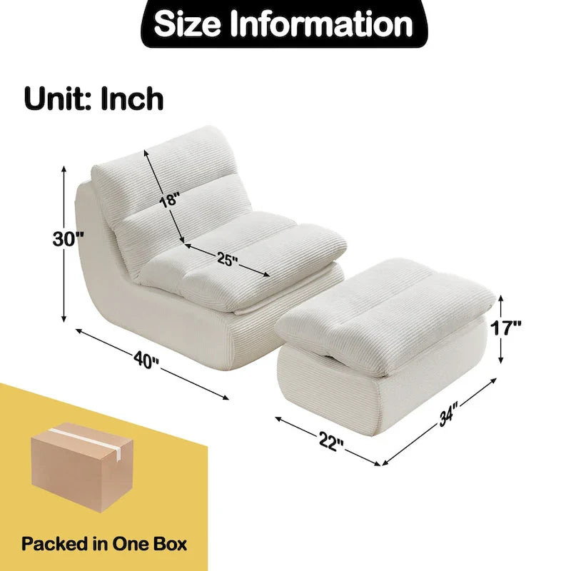 34-Inch Modern Upholstered Sofa with Ottoman - Perfect for Small Spaces 12