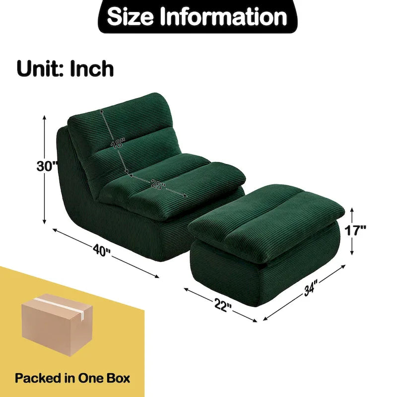34-Inch Modern Upholstered Sofa with Ottoman - Perfect for Small Spaces 22