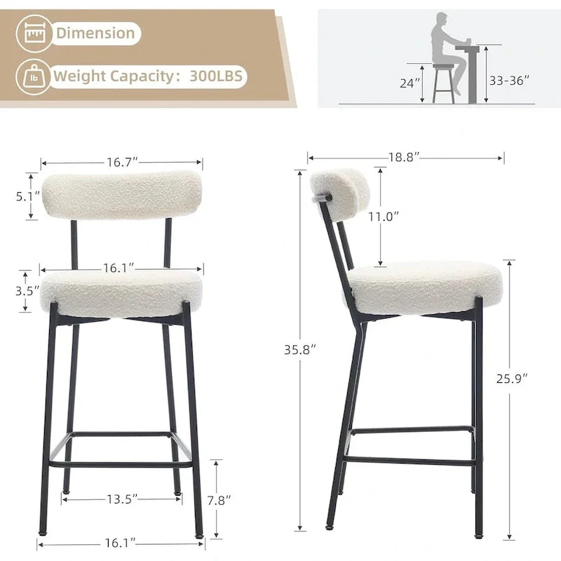 Set of 2 Upholstered 30-Inch Bar Stools 2