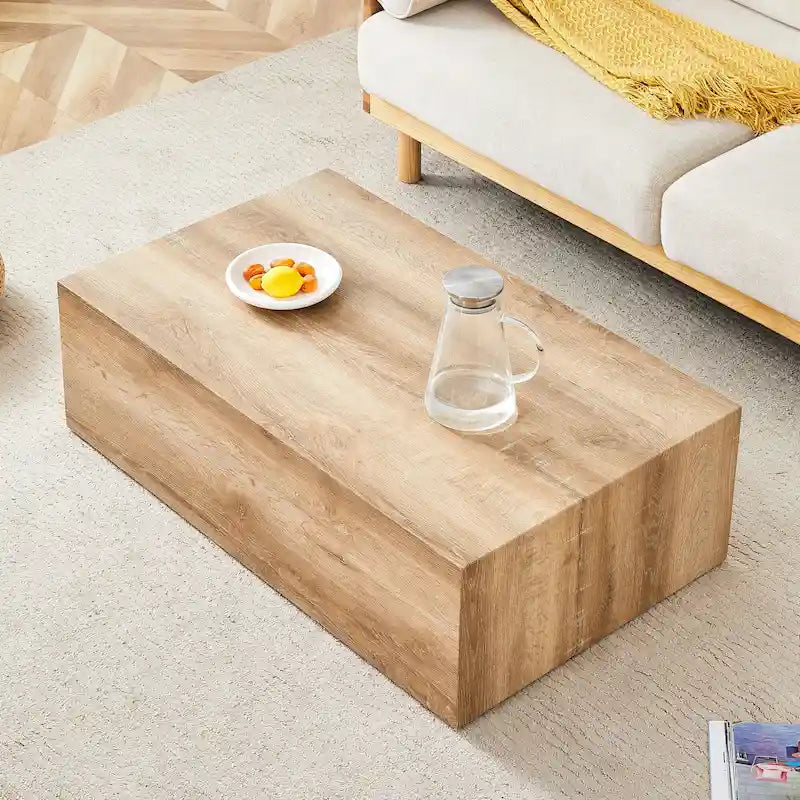 Contemporary Rectangular Coffee Table with Sturdy Base and Imitation Marble Finish for Living Room 31