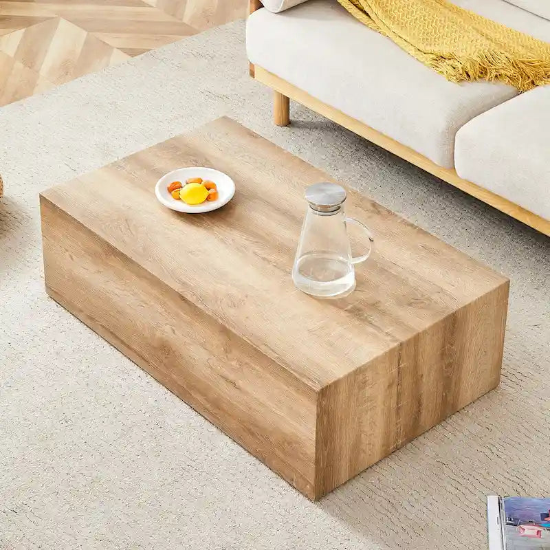 Contemporary Rectangular Coffee Table with Sturdy Base and Imitation Marble Finish for Living Room 1