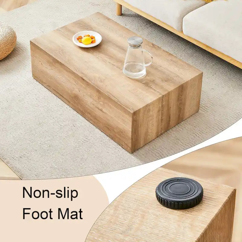 Contemporary Rectangular Coffee Table with Sturdy Base and Imitation Marble Finish for Living Room 6