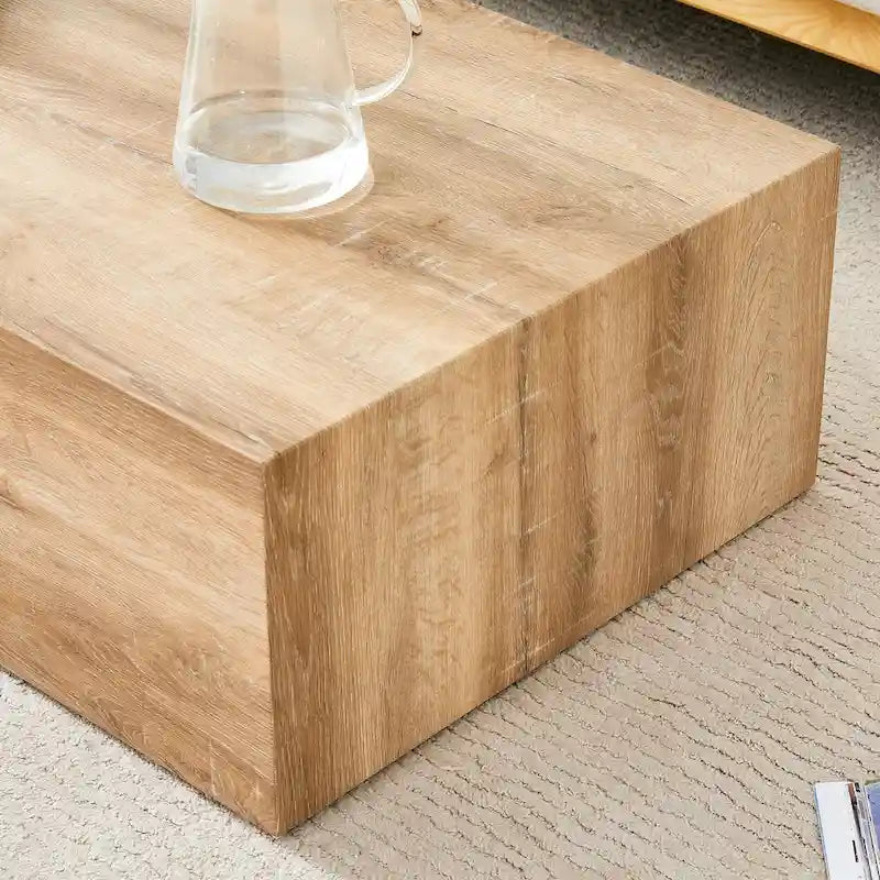 Contemporary Rectangular Coffee Table with Sturdy Base and Imitation Marble Finish for Living Room 11