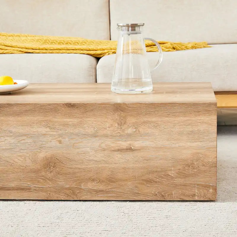Contemporary Rectangular Coffee Table with Sturdy Base and Imitation Marble Finish for Living Room 12