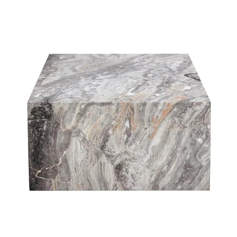 Contemporary Rectangular Coffee Table with Sturdy Base and Imitation Marble Finish for Living Room 24