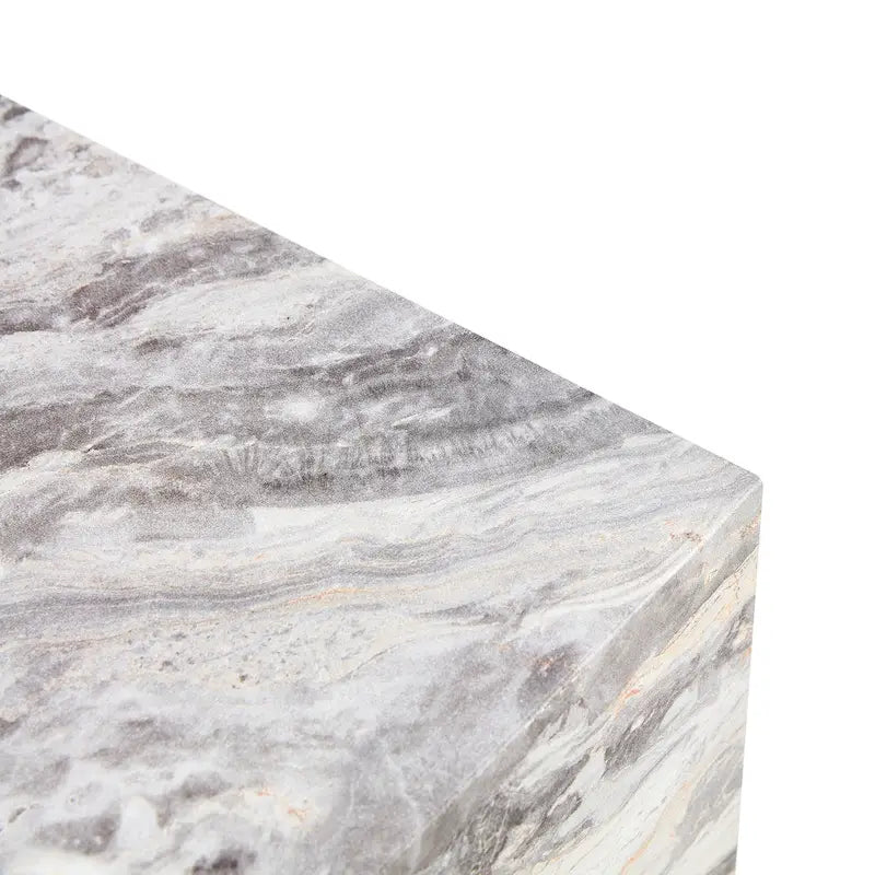 Contemporary Rectangular Coffee Table with Sturdy Base and Imitation Marble Finish for Living Room 29