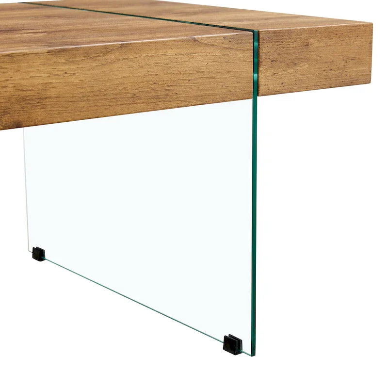 Rectangular Coffee Table with Tempered Glass Legs - Wooden Side and Center Tables for Living Room and Reception Area 10