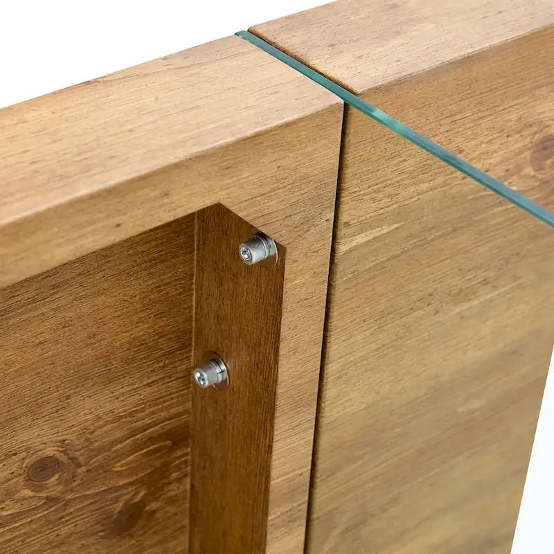 Rectangular Coffee Table with Tempered Glass Legs - Wooden Side and Center Tables for Living Room and Reception Area 11