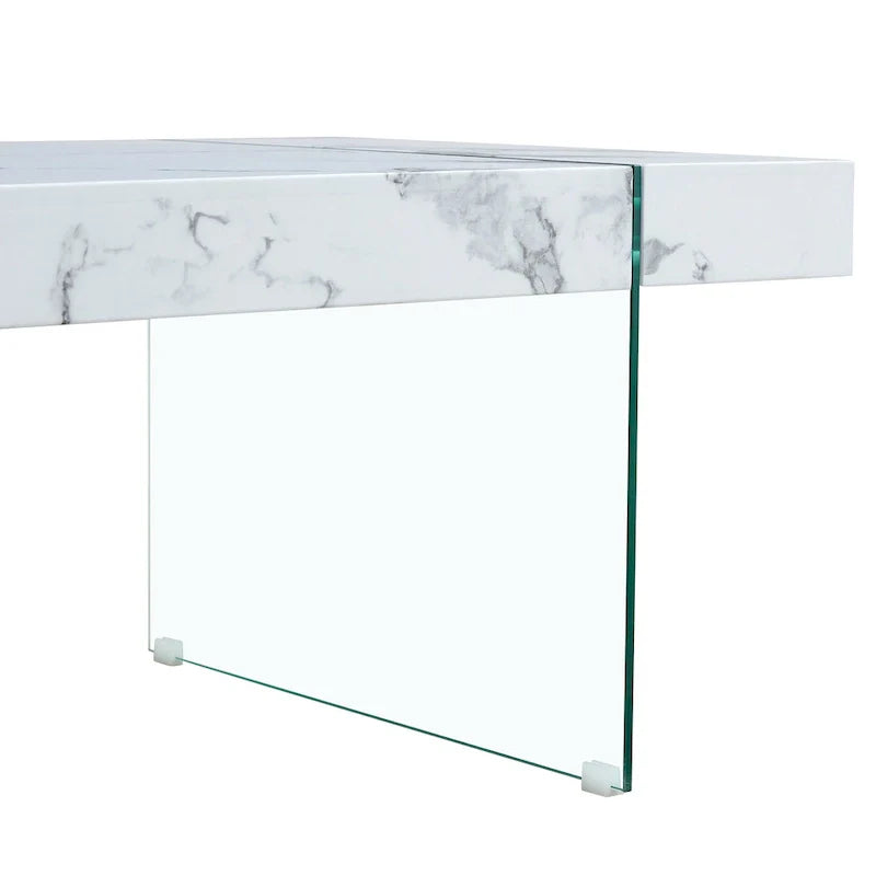 Rectangular Coffee Table with Tempered Glass Legs - Wooden Side and Center Tables for Living Room and Reception Area 26