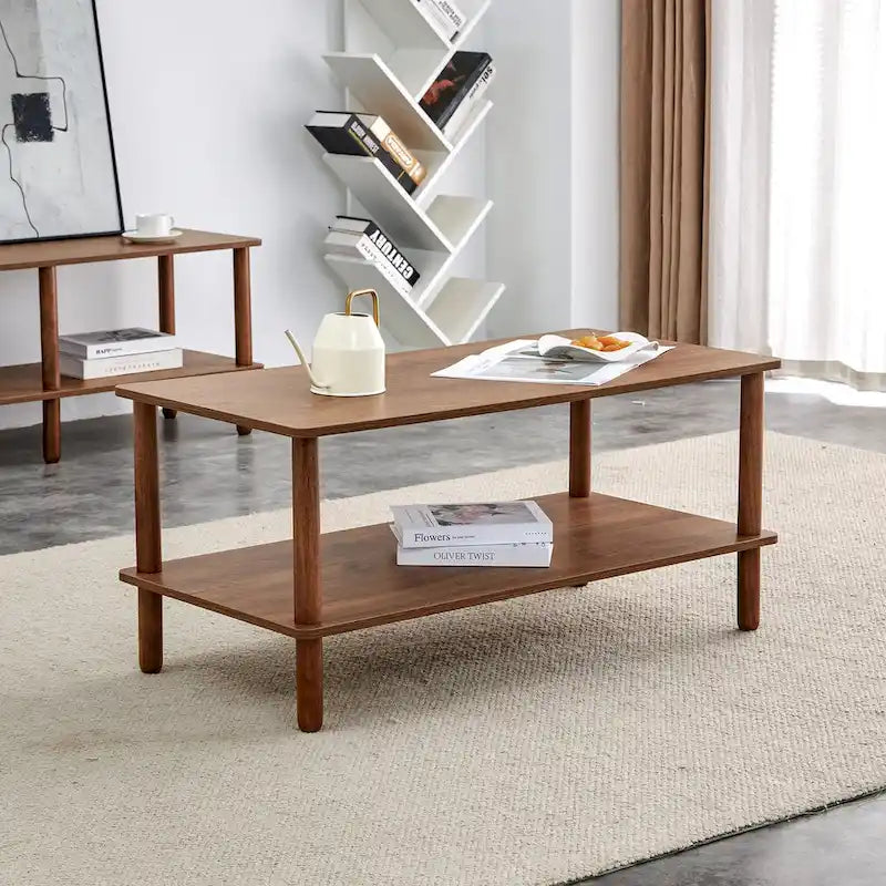 39-Inch Coffee Table with Two-Tier Design and Rubberwood Legs 17