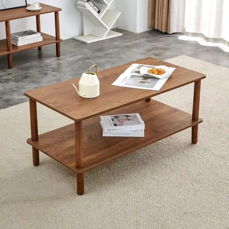 39-Inch Coffee Table with Two-Tier Design and Rubberwood Legs 18