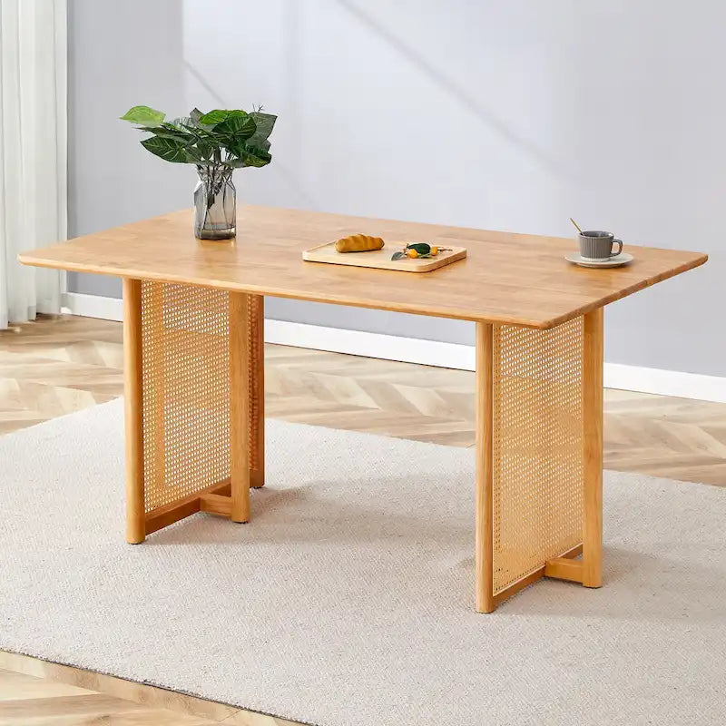 59-Inch Retro Rubberwood Table with Walnut Finish 1