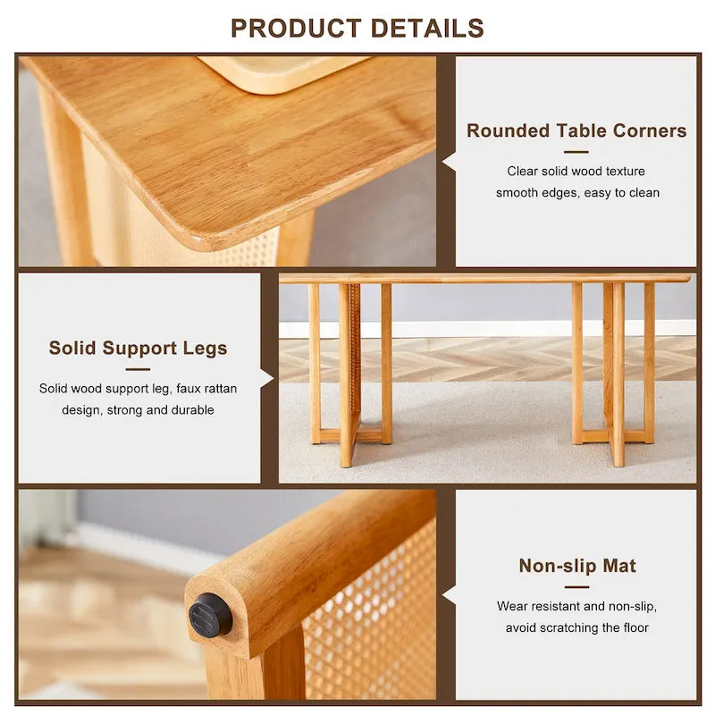 59-Inch Retro Rubberwood Table with Walnut Finish 3