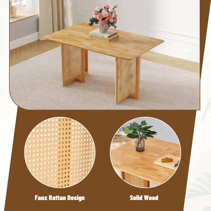 59-Inch Retro Rubberwood Table with Walnut Finish 7