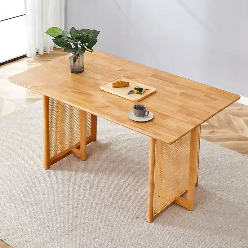 59-Inch Retro Rubberwood Table with Walnut Finish 8