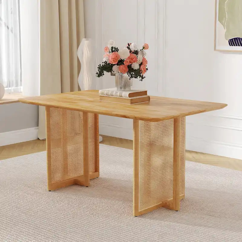 59-Inch Retro Rubberwood Table with Walnut Finish 9