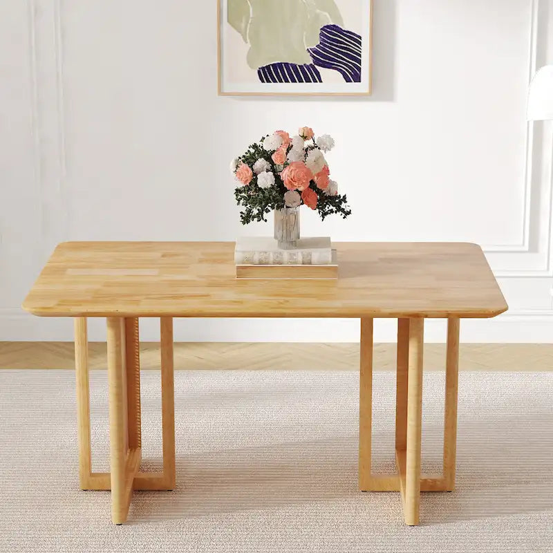 59-Inch Retro Rubberwood Table with Walnut Finish 10