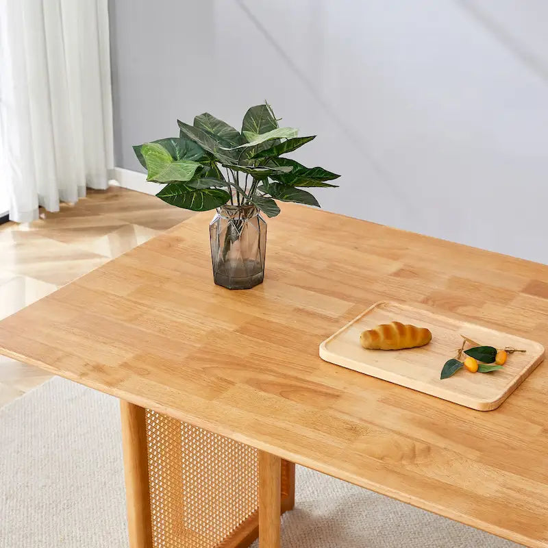 59-Inch Retro Rubberwood Table with Walnut Finish 11