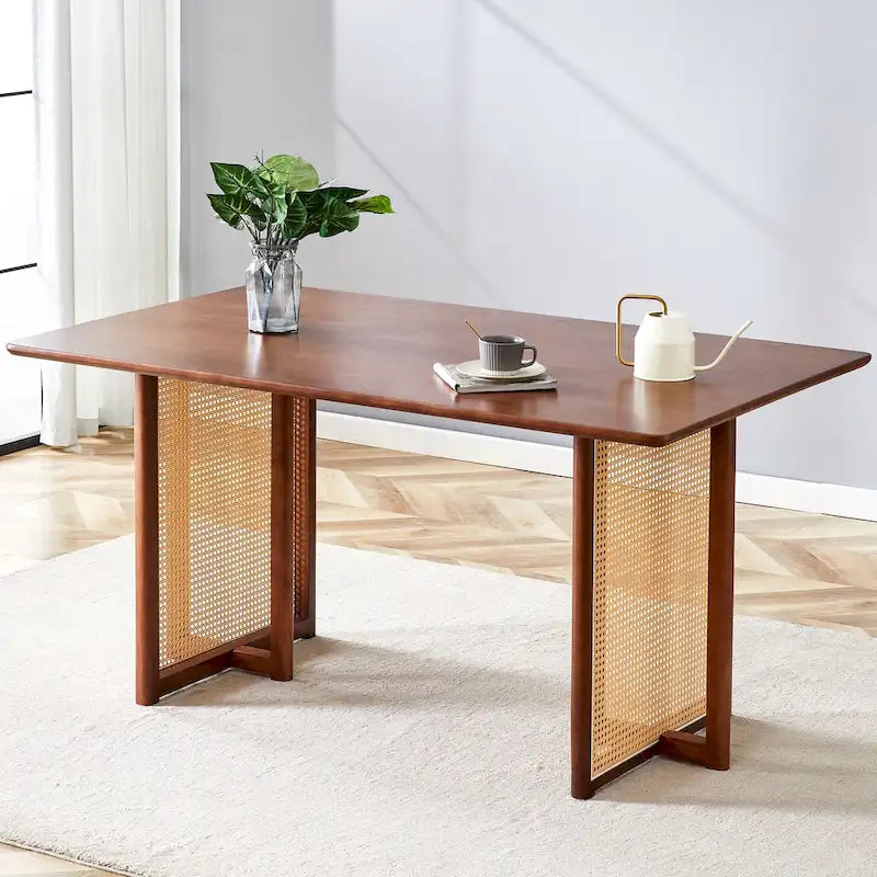 59-Inch Retro Rubberwood Table with Walnut Finish 13