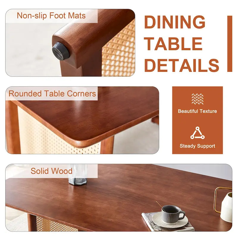 59-Inch Retro Rubberwood Table with Walnut Finish 18