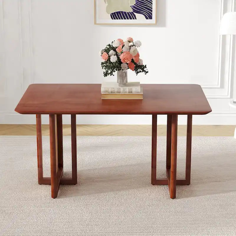 59-Inch Retro Rubberwood Table with Walnut Finish 20