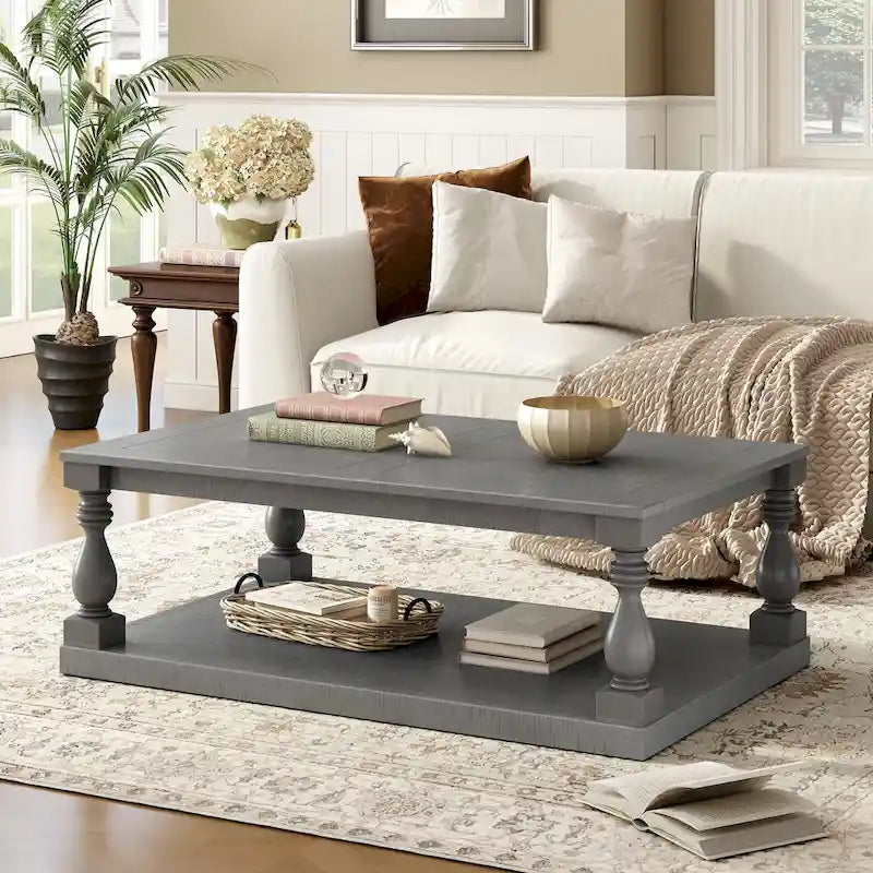 Vintage 45-Inch Coffee Table with Elegant Vase Legs 1