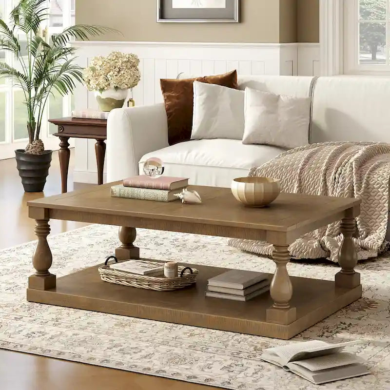 Vintage 45-Inch Coffee Table with Elegant Vase Legs 2