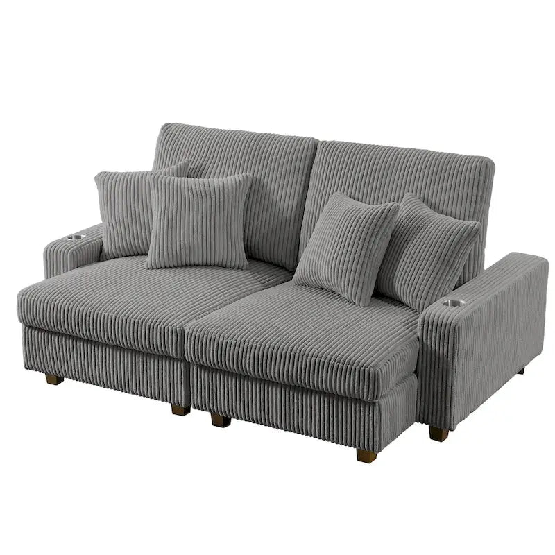 74-Inch Upholstered Chaise Lounge Loveseat with Adjustable Backrest 3