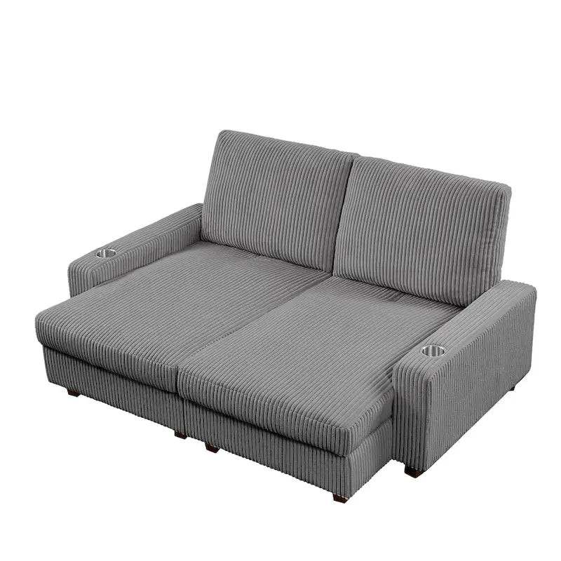 74-Inch Upholstered Chaise Lounge Loveseat with Adjustable Backrest 4