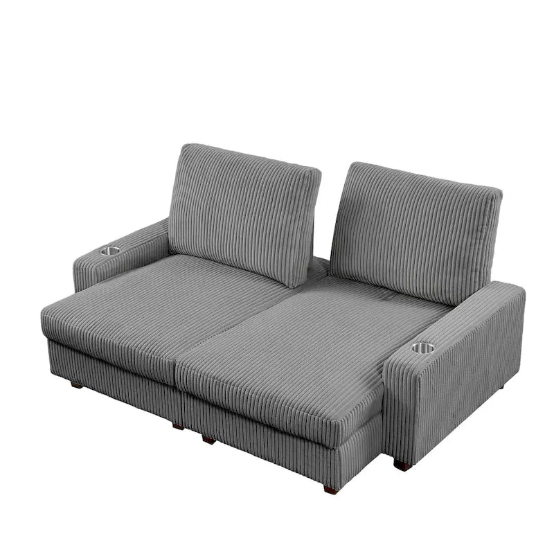 74-Inch Upholstered Chaise Lounge Loveseat with Adjustable Backrest 5