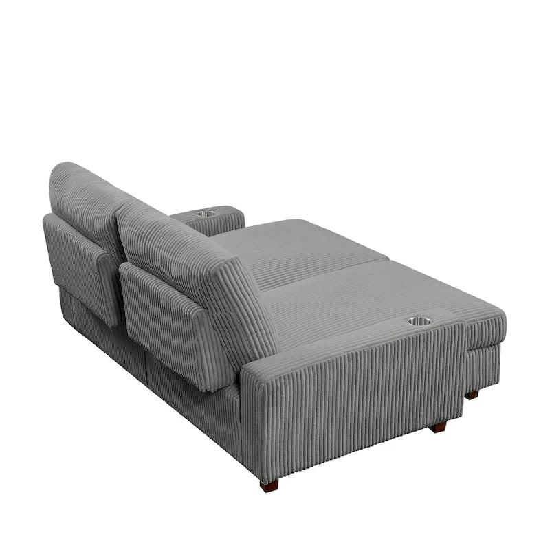 74-Inch Upholstered Chaise Lounge Loveseat with Adjustable Backrest 6