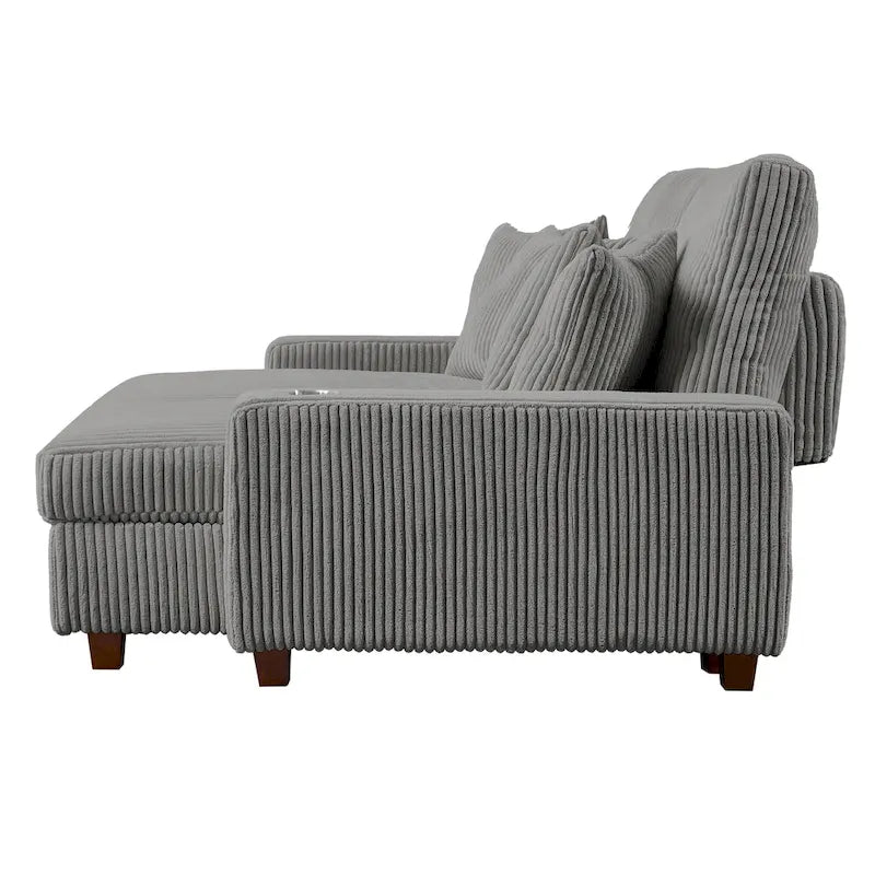 74-Inch Upholstered Chaise Lounge Loveseat with Adjustable Backrest 7