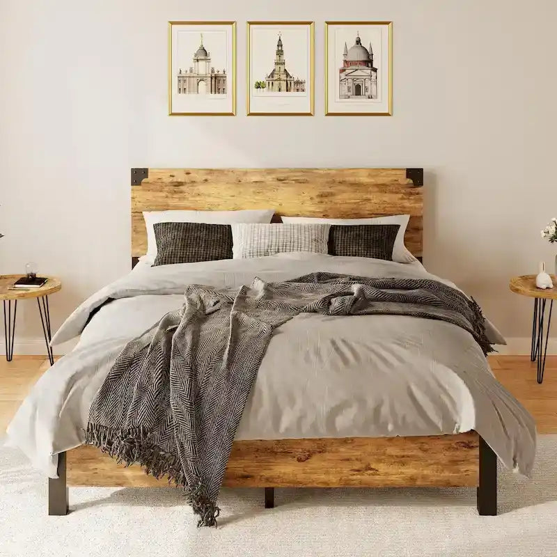 Metal Bed Frame with Wooden Headboard and 4 Storage Drawers 6