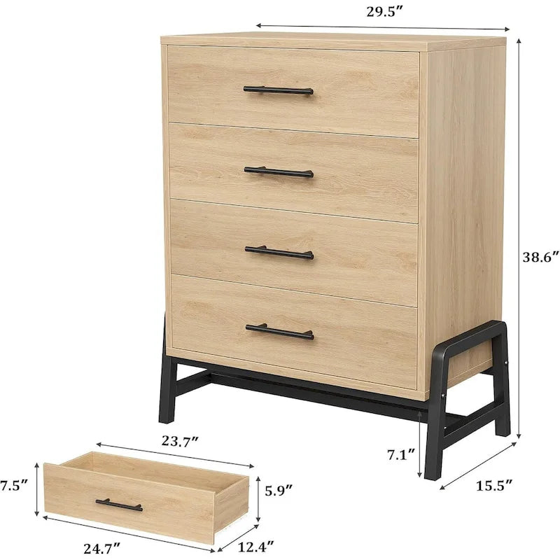 Freestanding 4-Drawer Dresser with Storage - 38.6" Tall 2