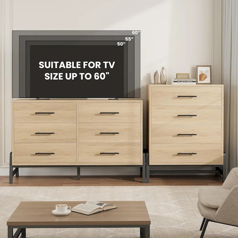 Freestanding 4-Drawer Dresser with Storage - 38.6" Tall 6