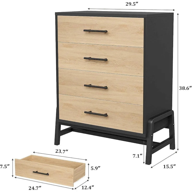 Freestanding 4-Drawer Dresser with Storage - 38.6" Tall 9