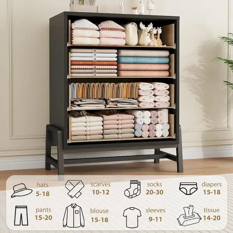 Freestanding 4-Drawer Dresser with Storage - 38.6" Tall 10