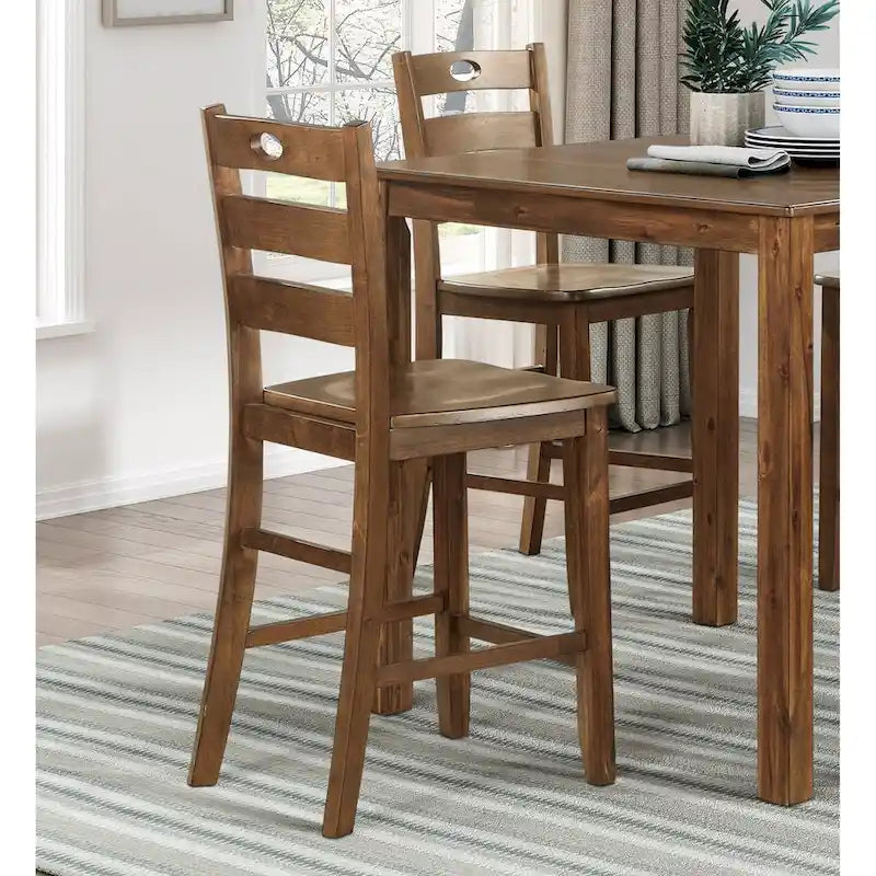5-Piece Wooden Counter Height Dining Set: Square Table and 4 Chairs for Your Kitchen 2
