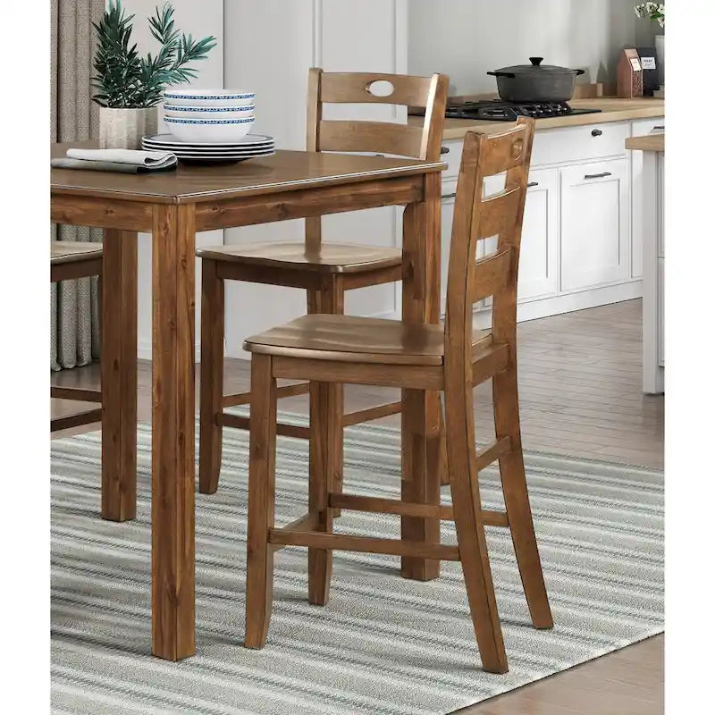 5-Piece Wooden Counter Height Dining Set: Square Table and 4 Chairs for Your Kitchen 3