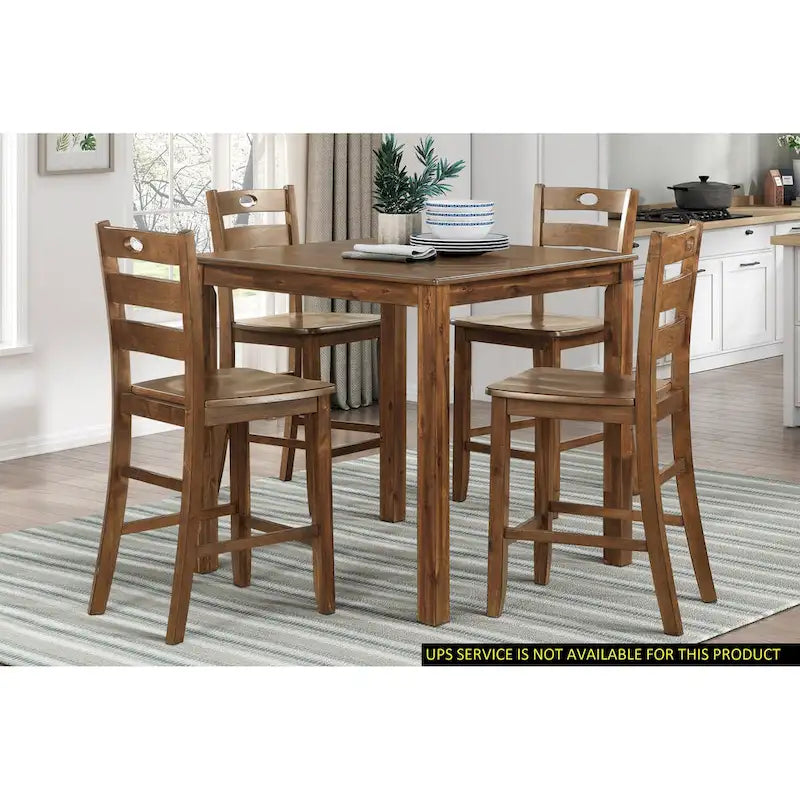 5-Piece Wooden Counter Height Dining Set: Square Table and 4 Chairs for Your Kitchen 4